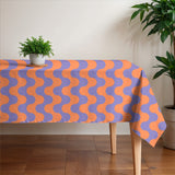 Wavy Stripes Retro Orange Violet Maximalist Aesthetic Tablecloth