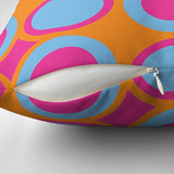 Retro Circle Orange Purple Blue Maximalist Aesthetic Throw Pillow Cover