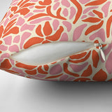 Naive Art Abstract Floral Orange Pink Maximalist Aesthetic Throw Pillow Cover