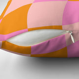 Groovy Checker Orange Pink Maximalist Aesthetic Throw Pillow Cover