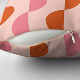 Retro Abstract Geometric Orange Pink Maximalist Aesthetic Throw Pillow Cover