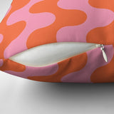 Wavy Stripes Retro Red Pink Maximalist Aesthetic Throw Pillow Cover