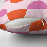 Retro Half Circles Pink Burnt Orange Maximalist Aesthetic Throw Pillow Cover