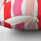 Vertical Lines Red Pink Maximalist Aesthetic Throw Pillow Cover