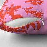 Summer Floral Pink Red Maximalist Aesthetic Throw Pillow Cover