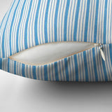 Light Blue White Vertical Thin Stripes Nordic Scandinavian Throw Pillow Cover SNO