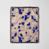 Nordic Retro Abstract Art Klein Blue Beige Geometric Cotton Woven Throw Blanket HORIZON