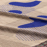 Nordic Retro Abstract Art Klein Blue Beige Geometric Cotton Woven Throw Blanket HORIZON