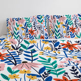 Multicolor Tiny Wild Flowers Botanical Floral Cotton Duvet Cover Set LANEY