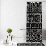 African Mudcloth Black White Ethnic Shower Curtain TARAJI