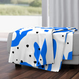 Abstract Blue Organic Shapes Matisse Aesthetic Fleece Throw Blanket AZUL