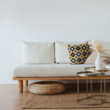 Ikat Print Black Mustard Yellow White Throw Pillow Cover AMARI