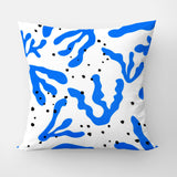 Abstract Blue Organic Shapes Matisse Aesthetic Throw Pillow Cover AZUL