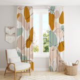 Abstract Shapes & Botanical Leaves Pastel Boho Blackout Window Curtains ADELINE - 2 Panels