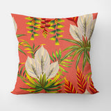 Exotic Flower Green Leaves Orange Tropical Throw Pillow Cover KONA
