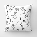 Abstract Faces Woman Line Art Boho Throw Pillow Cover ARTSY