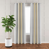 Minimalist Gold Gray White Striped Farmhouse Blackout Window Curtain CASSIDY