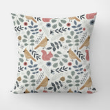 Scandinavian Folk Art Woodland Botanical Farmhouse Throw Pillow Cover SKOGEN