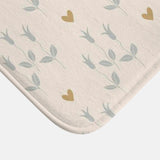 Wild Flowers And Gold Hearts Beige Farmhouse Bath Mat ILONA