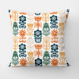 Scandinavian Folk Art Flowers Throw Pillow Cover DAHLIA