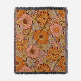 Blooming ‘70s Floral Boho Cotton Woven Throw Blanket BLOOM