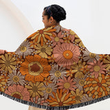 Blooming ‘70s Floral Boho Cotton Woven Throw Blanket BLOOM