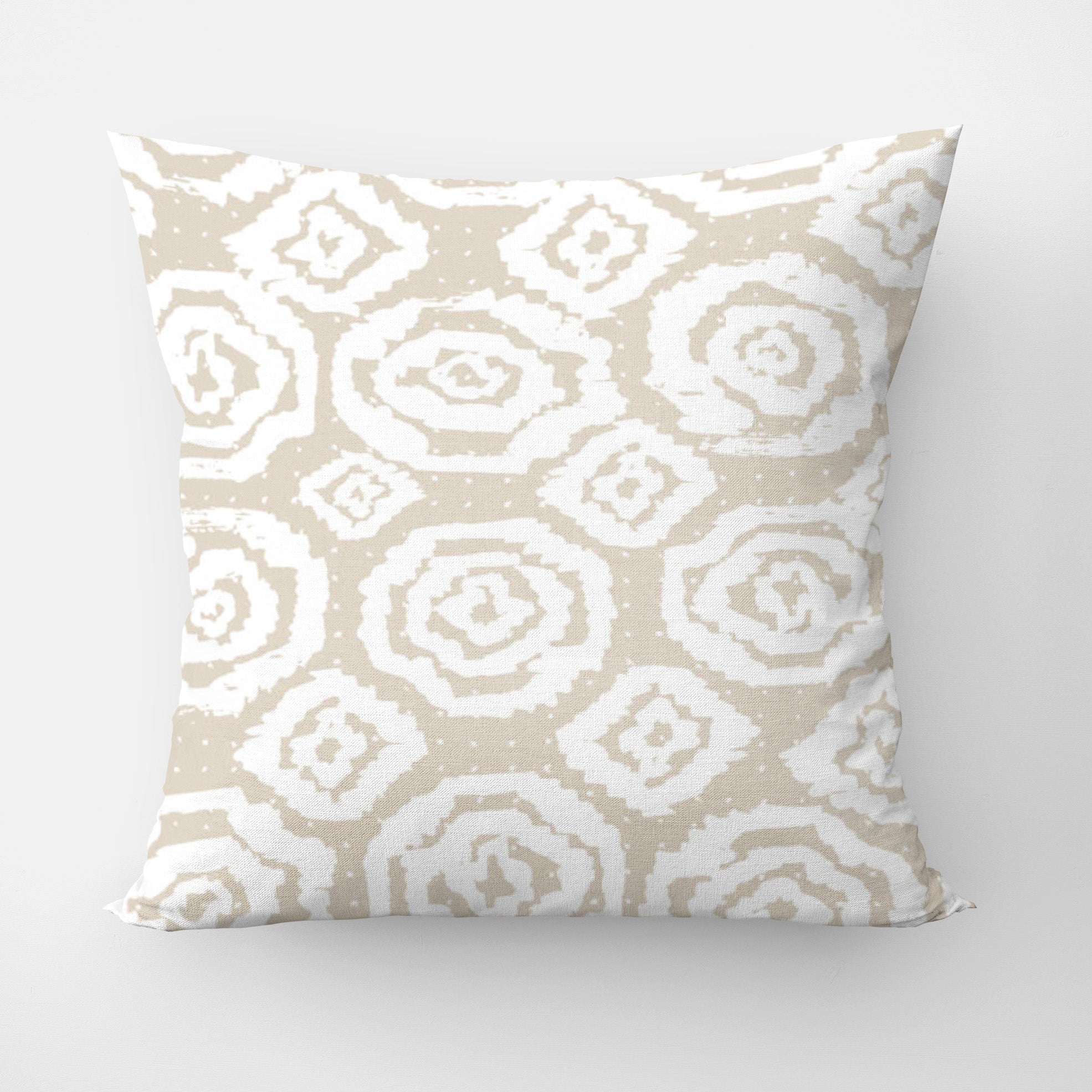 Wabi Sabi Scandinavian Shibori Print Beige White Throw Pillow