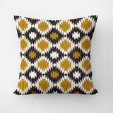 Ikat Print Black Mustard Yellow White Throw Pillow Cover AMARI