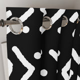 African Black White Mudcloth Ethnic Blackout Window Curtain ABUJA