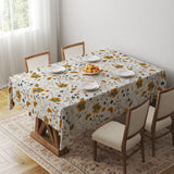Retro Botanical Yellow Wildflower Farmhouse Tablecloth AMARYLLIS