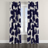 Ikat Abstract Midnight Blue Blackout Window Curtain AMINAH