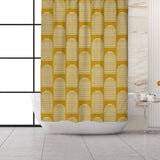 Mid Century Modern Minimalist Geometric Mustard Yellow Shower Curtain ASMUND