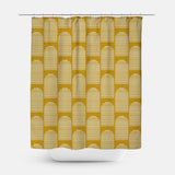 Mid Century Modern Minimalist Geometric Mustard Yellow Shower Curtain ASMUND
