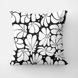 Abstract Black White Retro 70s Floral Throw Pillow Cover BLOSSOM