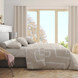Abstract Minimalist Mid Century Modern Beige Cotton Duvet Cover Set DANA