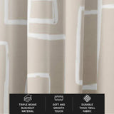Abstract Geometric Beige White Neutral Mid Century Modern Blackout Window Curtain DANA