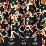 Modern Hand Drawn Brown Black Beige Floral Blackout Window Curtains ELSIE