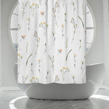 Tiny Wild Flowers White Botanical Floral Shower Curtain DELIA