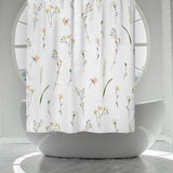 Tiny Wild Flowers White Botanical Floral Shower Curtain DELIA