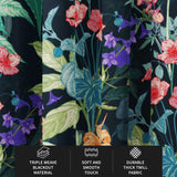 Elegant Botanic Garden Dark Green Floral Blackout Window Curtain GARDEN