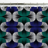 African Kitenge Navy Blue Green Ethnic Shower Curtain HADIZA