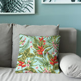 Green Leaves And Red Flowers Tropical Throw Pillow Cover HELICONIA