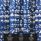 Abstract Organic Triangle Shibori Blue Indigo White Blackout Window Curtain HENDRA