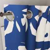 Abstract Organic Triangle Shibori Blue Indigo White Blackout Window Curtain HENDRA