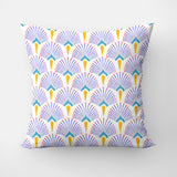 Mediterranean Navy Blue Yellow Floral Tile Art Deco Throw Pillow Cover ISADORA