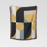 Mid Century Retro Geometric Abstract Art Cotton Woven Throw Blanket JENS