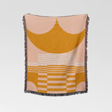 Mid Century Retro Geometric Abstract Art Cotton Woven Throw Blanket KARI