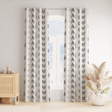 African Minimalist Black White Mudcloth Ethnic Blackout Window Curtain KIGALI