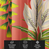 Exotic Flower Green Leaves Orange Tropical Blackout Window Curtains KONA - 2 Panels
