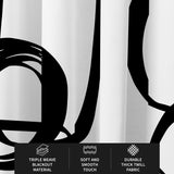 Abstract Geometric Black White Mid Century Modern Blackout Window Curtains KUMASA - 2 Panels